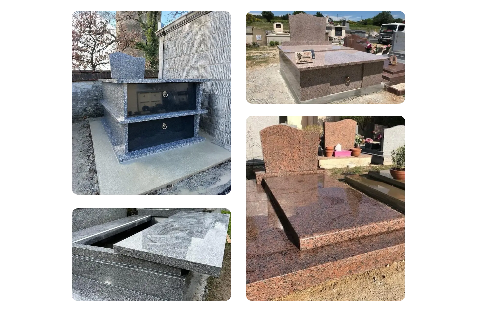 Monuments fun&eacute;raires en granit r&eacute;alis&eacute;s par la Marbrerie du Coutach &agrave; Quissac